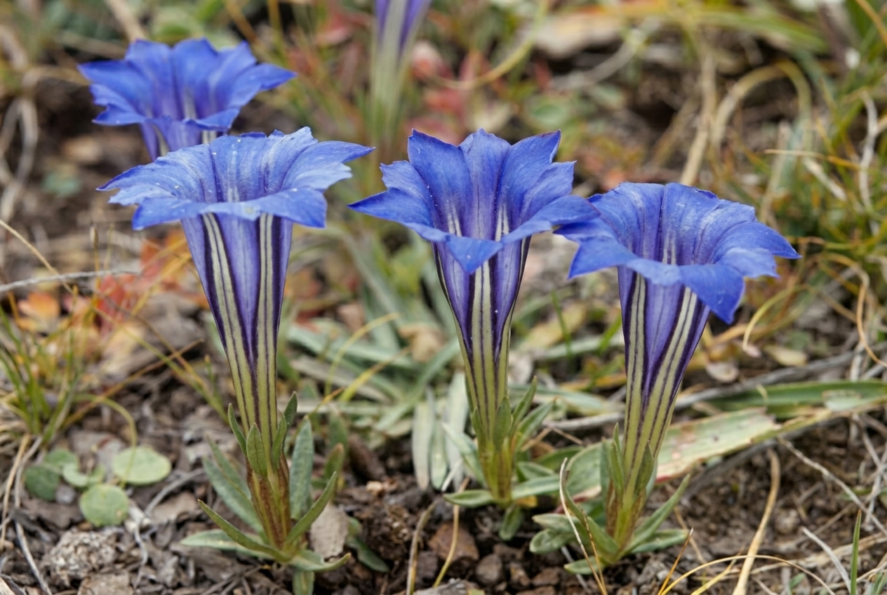 Gentiana veitchiorum growing on the Bei Ma Shan